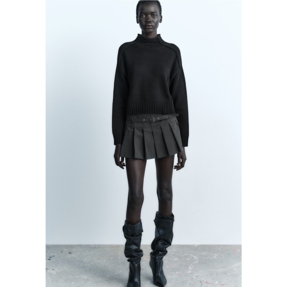 Zara High Collar Knit Sweater Color Black Size Small